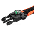 Survival Paracord Bracelet w/ Whistle, Flint, Scraper, Compass - Orange