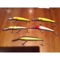 SELECTION OF 4 LARGE MANN LURES AND ONE RAPALA (lot 2)