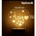 Luxurious İ love u 3D led mood light for any occasions