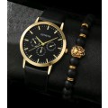 2pc mens luxurious Quartz Watch set with lion bracelet