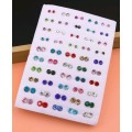 50pairs/Set Simple  Random Mixed Color Size Rhinestone Earrings