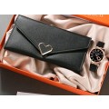 Luxurious woman 2pc watch set. With (P) leather wallet
