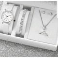 6pc woman Quartz Watch With diamond decor jewelry set
