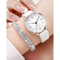 6pc woman Quartz Watch With diamond decor jewelry set