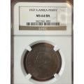 1937  ***  Penny  ***  MS64BN  ***  Unbelievable toning top coin, second highest grade