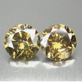0.7 Ct Natural Fancy Yellow Champagne Diamonds Pair Si2 Untreated