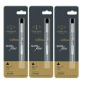PARKER QUINK FLOW BALL PEN REFILLS - BLACK - MEDIUM AND FINE POINT- PACK OF 3