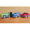 Collection of 3 big wheel cars.
