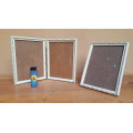 Set of 3 white & gold framed photo frames.