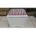 Beautiful vintage painted and padded laundry box.