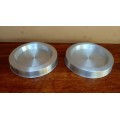 Lovely pair of aluminum dog or cat bowls.