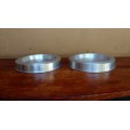 Lovely pair of aluminum dog or cat bowls.