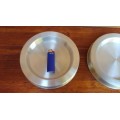 Lovely pair of aluminum dog or cat bowls.