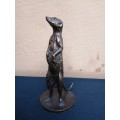 Solid bronze meerkat sculpture by Sarah Richards.