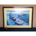 Large German ship and plane framed puzzle.