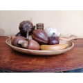 Beautiful bowl of solid wood fruit.