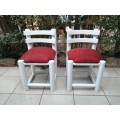 Stunning pair of white pole chairs.