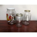 Collection of 3 old glass jars.