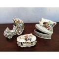 Collection of 3 vintage, ceramic ornaments.
