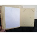 Pair of old parchment scrapbook albums.