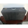 Large grey vintage box suitcase.