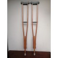 Awesome pair of old wooden crutches.