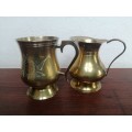 Lovely old solid brass mug and jug.