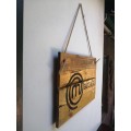 Awesome hanging wooden notice board.