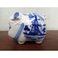 Beautiful Blue and white piggy bank.