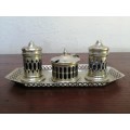 Beautiful vintage silver plated condiment set.
