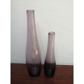 Pair of beautiful, lilac glass bottles.