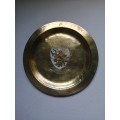 Lovely old solid brass wall plate with lion emblem.