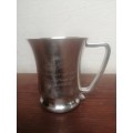 Lovely commemorative silver plated tankard.