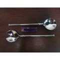 Stunning silver plated salad spoon and fork set.