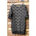 Label of Love black lace short dress (or tunic top) with 3/4 sleeves (fully lined) - Size M - XL