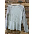 Woolworths light grey peplum top with long lacy sleeves - Size M