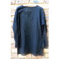 Black Indian long-sleeved tunic top with embroidery - Size Medium - Large