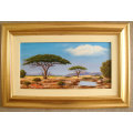 ` KRUGER PARK`  -  BEAUTIFULY FRAMED OIL - ORIGINAL !! by  Yvonne Carola-Pearce - Size 670mm x 440mm