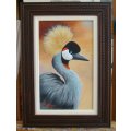 `CROWNED CRANE`  - BEAUTIFULLY FRAMED - by Yvonne Carola-Pearce - ORIGINAL OIL - SIZE 660mm x 470mm