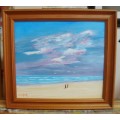 ` KZN by the sea`  -  BEAUTIFULY FRAMED OIL - ORIGINAL !!  by  C.  Leeferink - Size 390mm x 350mm