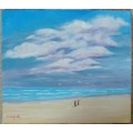 ` KZN by the sea`  -  BEAUTIFULY FRAMED OIL - ORIGINAL !!  by  C.  Leeferink - Size 390mm x 350mm