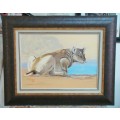 `LIONESS`  -  BEAUTIFULY FRAMED OIL - ORIGINAL !!  by  Yvonne Carola-Pearce - Size 780mm x 630mm