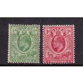 Orange Free State KE 1905-1909 part set, M/H        (SACC 93,94, crease)