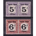 SWA  1923 5 & 6d Postage due pairs, MLH     (SACC 7,8 CV R320)