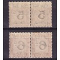 SWA  1923 5 & 6d Postage due pairs, MLH     (SACC 7,8 CV R320)