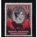 Kenya Uganda Tanganyika (KUT) 1938-54 KG VI £1 (Perf 14) , M/H                  (SG 150a, cv £40)