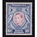 Kenya Uganda Tanganyika (KUT) 1938-54 KG VI 10s blue (Perf 13 1/4) , M/H                  (SG £ 150)