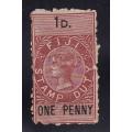 Fiji 1883 QV 1d brown revenue, used          (BF 5)