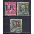 USA 1898 Internal Revenue stamps overprinted I.R., used   ( thin)