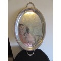 Silver Plate Oval Tray with Handles made in England